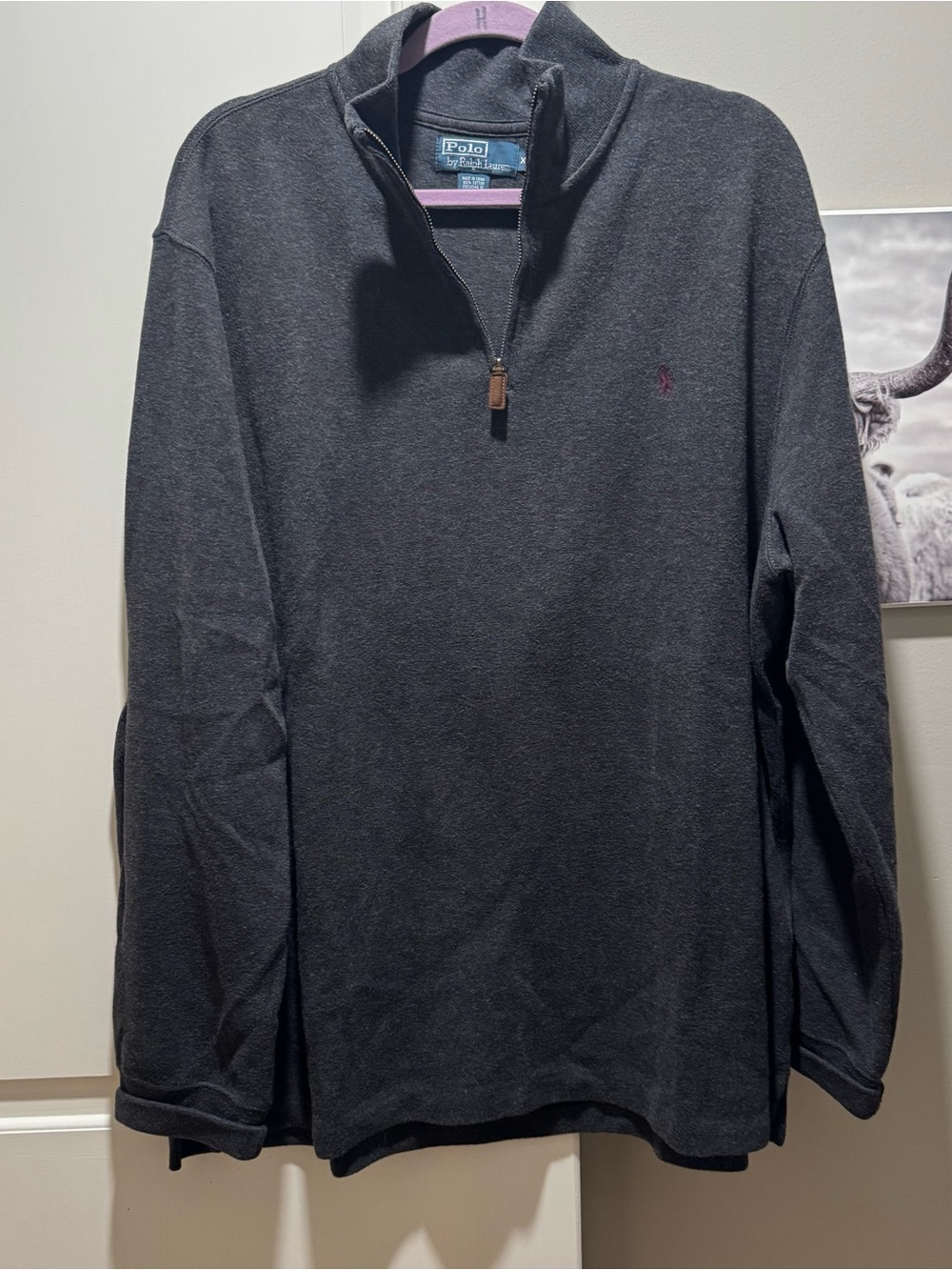 Polo Ralph Lauren Sweater Mens XXL Gray Quarter Zip Pullover
